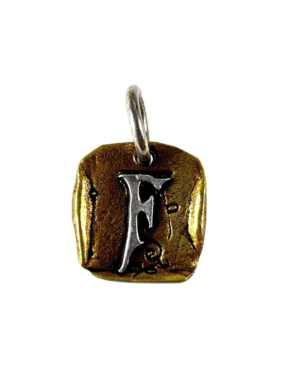 Waxing Poetic Sterling Silver Brass Gothic Insignia Charm "F" Monogram Initial